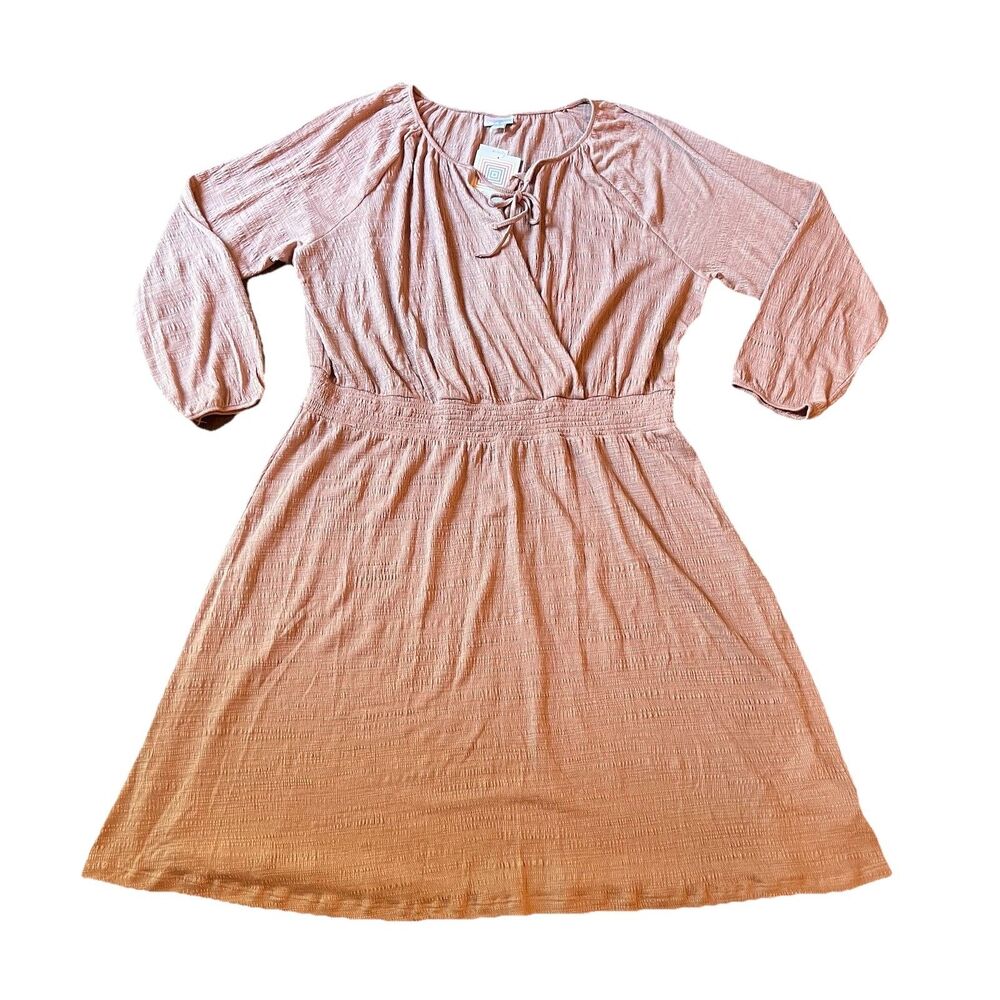 New Lularoe‎ Faux Wrap Midi Dress 2xL  Jody Crinkle Peasant Mauve Pink